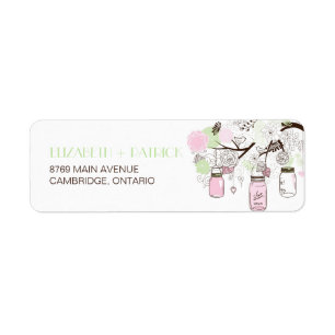 Rosa & Mint Grönt Mason Burk Bröllop adressetikett Returadress Etikett