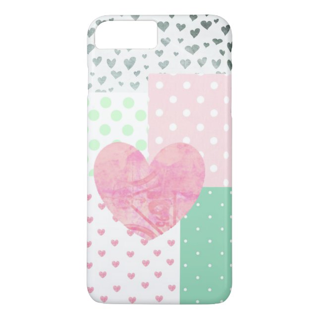 Rosa, Mint Grönt och Silver Hearts Cell Phone Case Case-Mate iPhone Skal (Baksida)