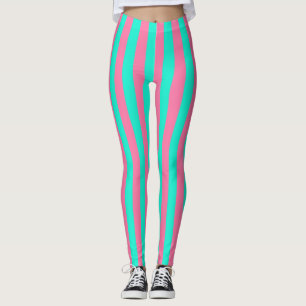 Rosa Mint Grönt Rand Design Leggings