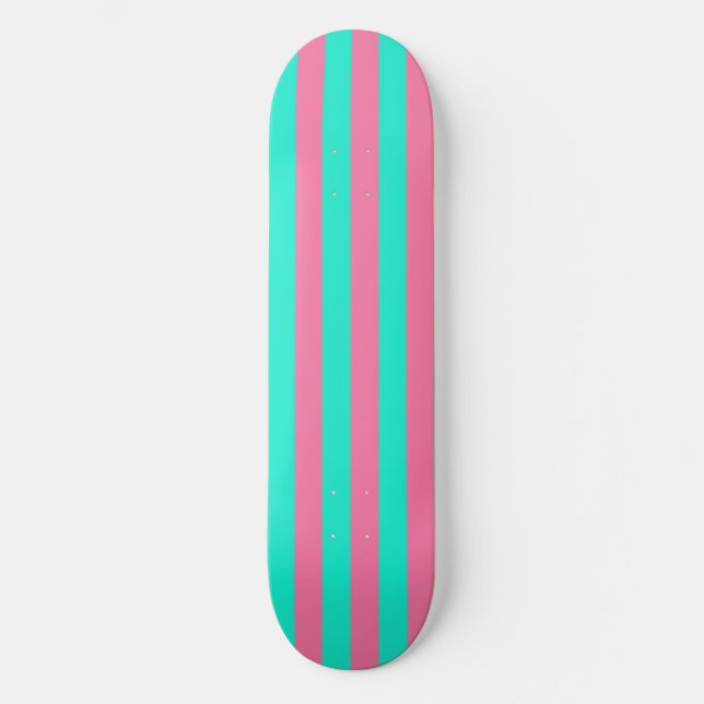 Rosa Mint Grönt Rand Design Mini Skateboard Bräda 18,5 Cm (Framsida)