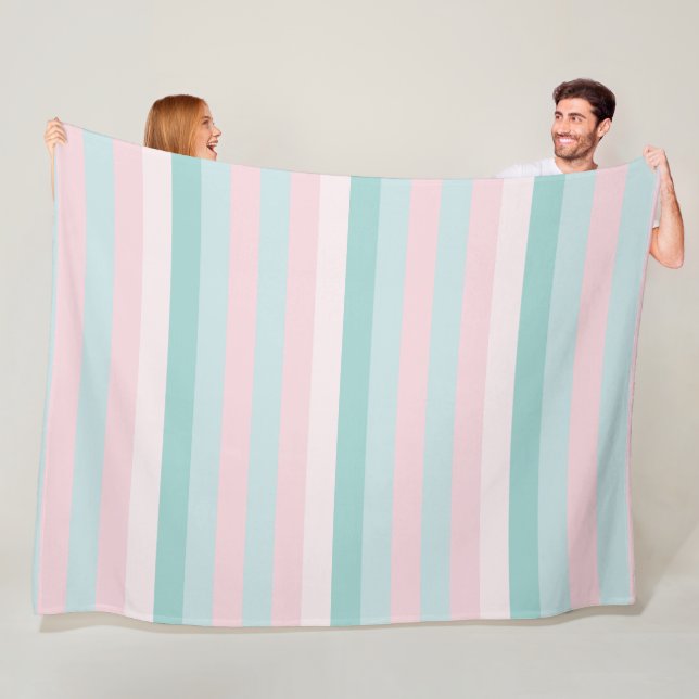 Rosa Mint Grönt Rand Modern dekorativ mall Fleecefilt (På plats)