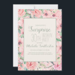 Rosa Mint Grönt Watercolor Blommigt 30års födelsed<br><div class="desc">Överraskande inbjudningar till anpassningsbarna 30års födelsedag är designade med söt blommigt för  rosa och grönt och mynt grönt. Text är fullt anpassade,  så utforma dessa inbjudningar för alla i alla åldrar.</div>