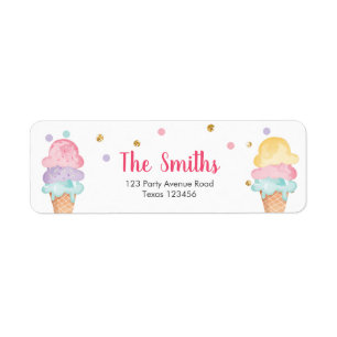 Rosa Mint Ice Cream Confetti-Returetiketter Returadress Etikett