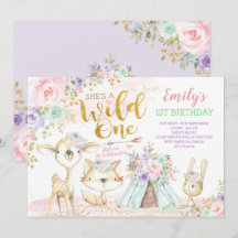 Rosa Mint Lila Boho Woodland Animals Vild 1
