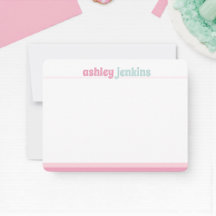 Rosa & Mint Modern Namnkort, Minimalistisk
