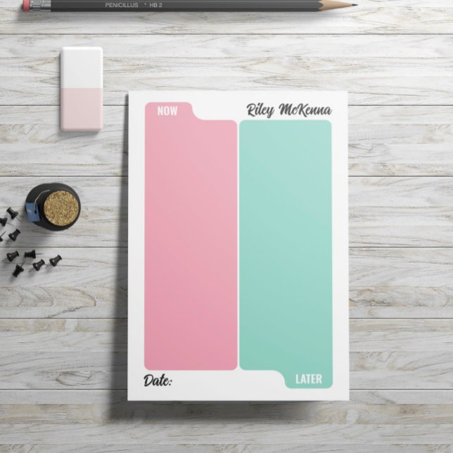 Rosa Mint nu och senare för daglig planering Post-it Block (Skapare uppladdad)
