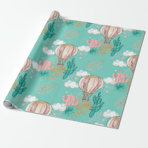 Rosa, Mint och Faux Guld Tropical Desert Presentpapper