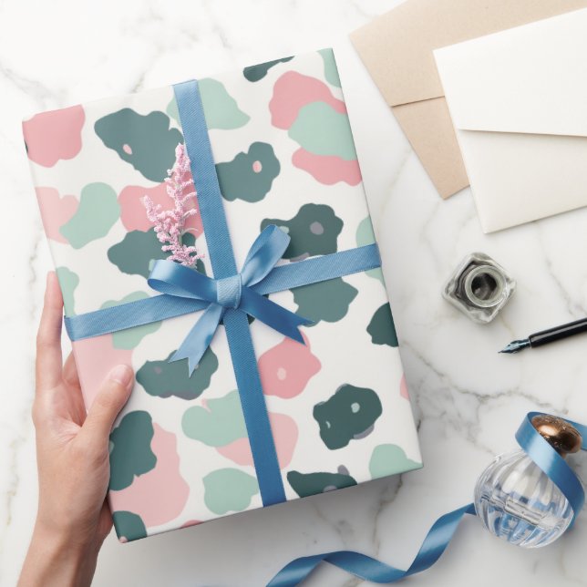 Rosa Mint Pastell Leopardfläckar Presentpapper (Gifting)
