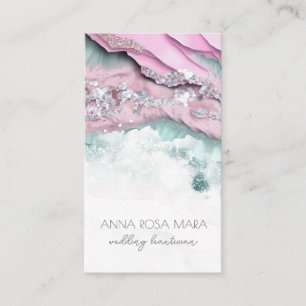 *~* ROSA MINT QR Agate Glam Luxe AP66 Visitkort