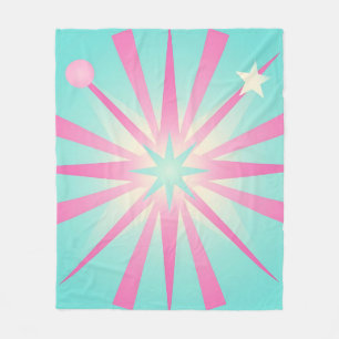 Rosa Mint Retro Starburst Glöd Fleecefilt