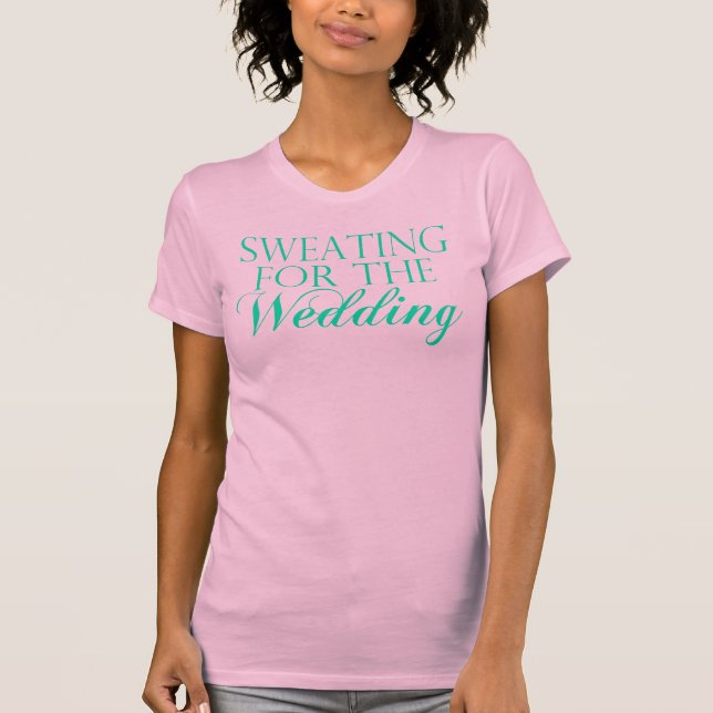Rosa & Mint Svettas Inför Bröllopet. Linne Tee Shirt (Framsida)