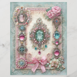Rosa mint vintage skrotjournal scrapbookpapper