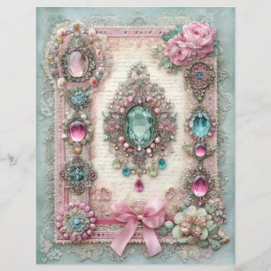 Rosa mint vintage skrotjournal scrapbookpapper