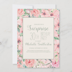 Rosa Mintgrön Akvarell Blommig 30-årsdag
