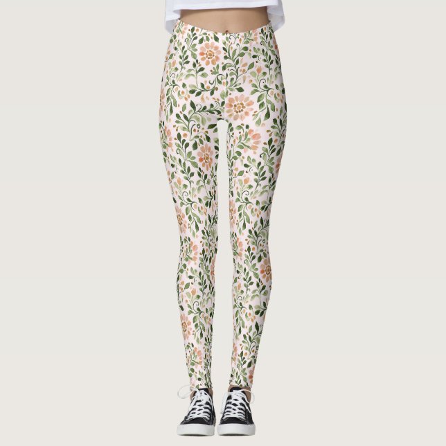 Rosa Mintgrön Fjäril Leggings (Framsida)