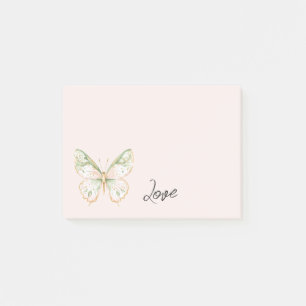 Rosa Mintgrönt Guld Fjäril Kärlek Post-it Block
