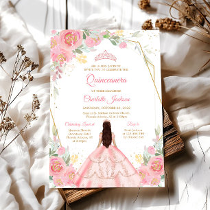 Rosa Mis Quince Quinceanera-inbjudan Inbjudningar