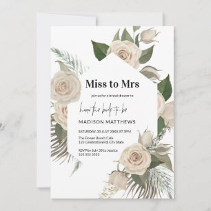 Rosa Miss till Mrs Ro Blommigt Möhippa Inbjudningar