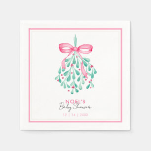 Rosa Mistletoe Baby Shower Napkins for Girls Pappersservett