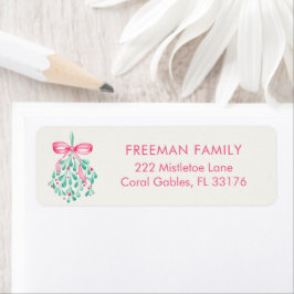 Rosa Mistletoe Girl Baby Shower Address Label Returadress Etikett