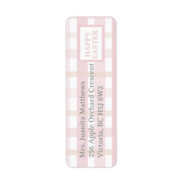 Rosa Mix Plaid Returadress Etikett