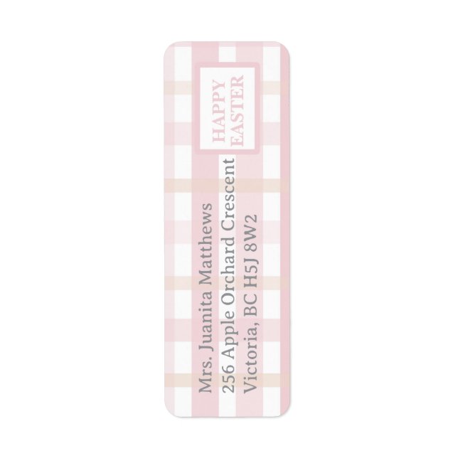 Rosa Mix Plaid Returadress Etikett (Framsidan)