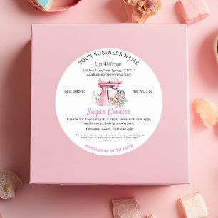 Rosa Mixer Cottage Food Law Bakery Ingredients Runt Klistermärke