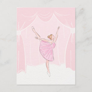 Rosa mjuk ballerina ballett vykort