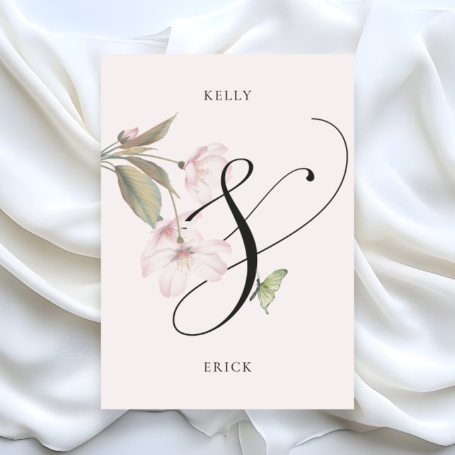 Rosa mjuk estetisk blommande elegant bröllop inbjudningar (Skapare uppladdad)