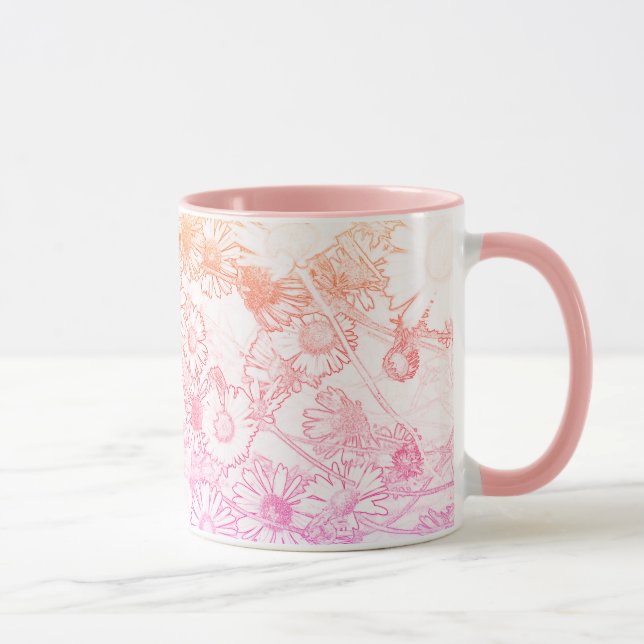 Rosa mjuk tusenskönemönster kaffemugge mugg (Höger)