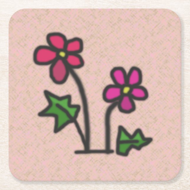 Rosa mjuka blommor underlägg papper kvadrat (Framsidan)