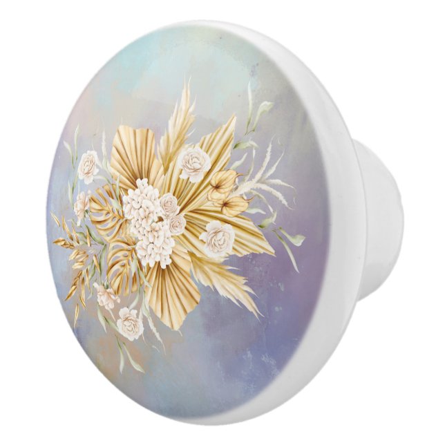 Rosa Mjuka pastel Pampas Grass Flowers Drawers Knopp (Höger)