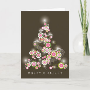 Rosa Mod Circles Glowing Abstrakt Julgran Helgkort