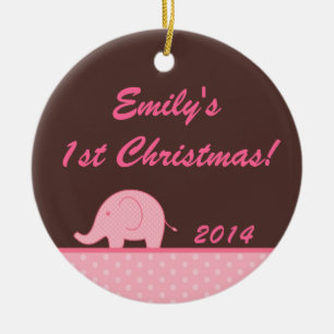 Rosa Mod Elephant Jungl Personlig Namn Ornament