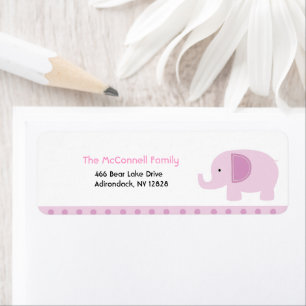 Rosa Mod Elephant PRINTABLE ADRESSETIKETTERS Returadress Etikett