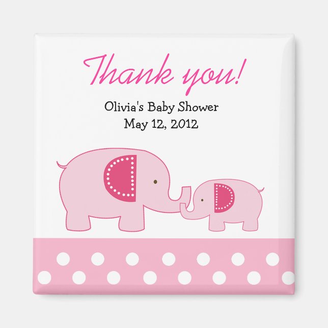 Rosa Mod Elephants Trendig Jungle Favor Magnet (Framsidan)