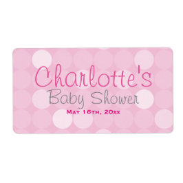 Rosa Mod Polka Dot Baby Shower Vattenflaska Labels Fraktsedel