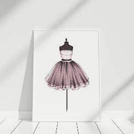 Rosa Mode Illustration Dress på Mannequin Poster