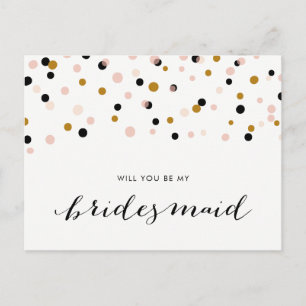 Rosa ModerConfetti Dots kommer du att bli min brid Inbjudan Vykort