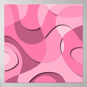 Rosa Modern Abstrakt Fragmentär urklippning Papper Poster