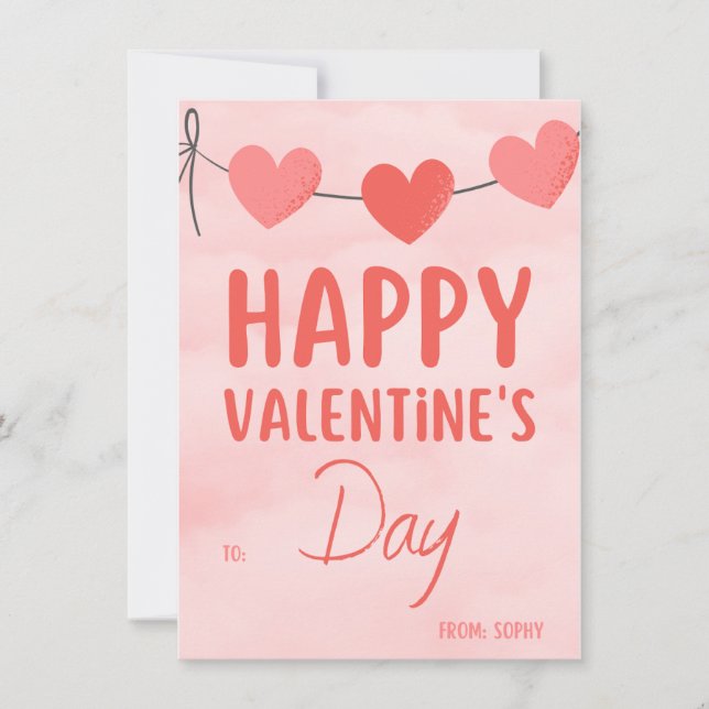 Rosa Modern Alla hjärtans gruppinbjudan Inbjudningar (Framsida)