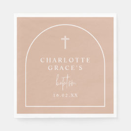  Rosa Modern Arch Script Minimalist Baptism Pappersservett