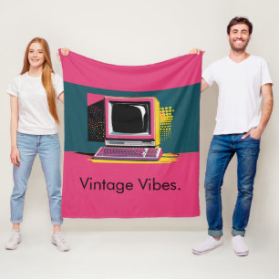 Rosa Modern Art Vintage Computer Fleet Blanket Fleecefilt