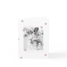 Rosa Modern Baby-fotocollage för födelseannonserin