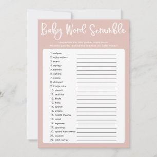 rosa, modern babydusch ord-skammussling inbjudningar