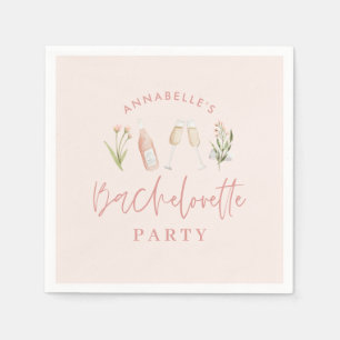 Rosa modern bachelorette wildblomchampagne pappersservett