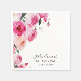 Rosa modern blommig Bat Mitzvah  Pappersservett