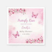 Rosa Modern Blommigt Butterfly Girl Baby Shower