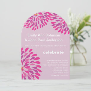Rosa Modern Blommigt Chrysanthemum Bröllop Inbjudningar