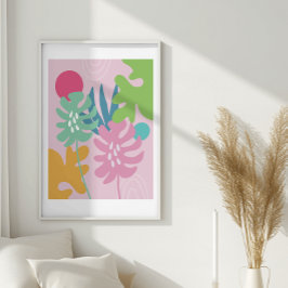 Rosa modern blommigt tropiska abstrakter konst poster